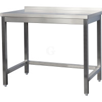 Edelstahl Arbeitstisch mit Aufkantung verschweißt, Bautiefe 800mm, ohne Grundboden, AISI 304, 600 x 800 x 850