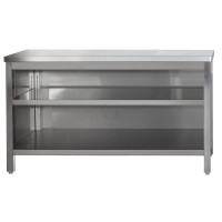 Edelstahl Arbeitsschrank offen mit höhenverstellbarem Zwischenboden, Bautiefe 700 mm, AISI 304, 1900 x 700 x 850