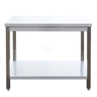 Edelstahl Arbeitstisch verschweißt, Bautiefe 700 mm, mit Grundboden, AISI 304, 2600 x 700 x 850