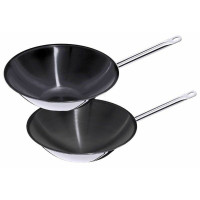 Contacto Wok Edelstahl, antihaft, abgeflacht, 5 l