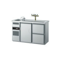 CHROMOnorm Theke Tresen mit 1 Becken 1 Tür & 2 Schubladen