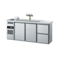 CHROMOnorm Edelstahl Getränketheke/Biertheke mit 1 Becken 2 Türen & 2 Schubladen