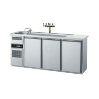 CHROMOnorm Edelstahl Getränketheke/Biertheke mit 1 Becken & 3 Türen