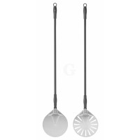 Hendi Edelstahl Pizzaschaufel, rund, perforiert, 230 x 1200 mm perforiert