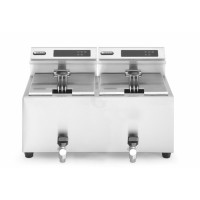 Hendi Friteuse Profi Line digital- mit Ablasshahn 2 x 8 l, 16L, 230V/7000W, 605x515x(H)345mm