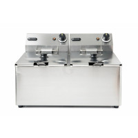 Hendi Fritteuse Kitchen Line - 2x8L, Kitchen Line, 16 L, 50 / 190˚C, 230 V / 7,0 kW, 550 x 430 x (H) 345 mm
