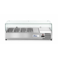 Hendi Aufsatz-Kühlvitrine Gastronorm 1/3, 7 x GN 1/3, -2 / 8 ˚C, 230 V / 0,18 kW, R600a, 1605 x 395 x (H) 430 mm