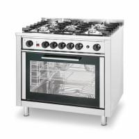 Hendi Gasherd - 5 Brenner mit Elektroofen, Kitchen Line, Silber, 230 V / 2,9 kW, 14,3 kW, 900 x 655 x (H) 900 mm