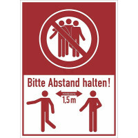 Contacto Schild "Bitte Abstand halten", Kunststoffplatte, einfarbig