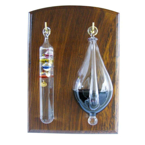 Sea Club Wetterglas mit Gallilei-Thermometer indisches Holz