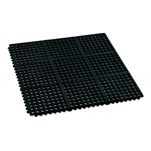 WAS Fußbodenmatten System Klick-System 91,5 x 91,5 x 1,2 cm schwarz perforiert Gummi