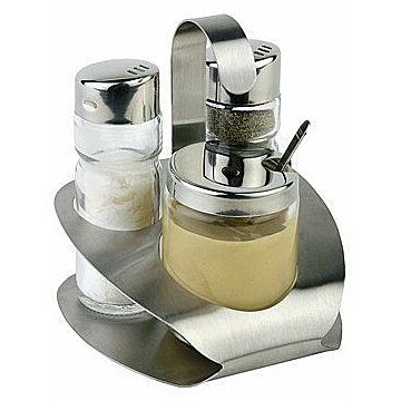 APS Menage PRO 3-tlg. Senf-Töpchen Edelstahl matt