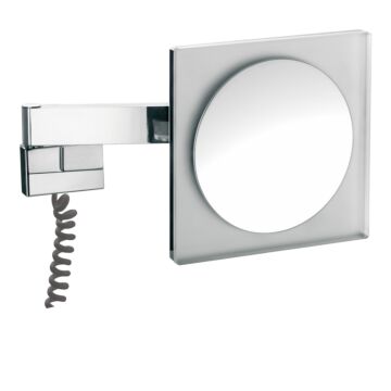 Frasco LED Wandspiegel eckig 220x220mm Doppelgelenkarm-Mit zusätzlichem Kabel und Stecker zum Anschluss an Steckdose-5x