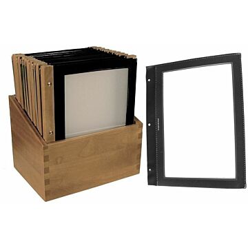 Contacto Speisekartenmappe, Holz, Kasten, schwarz