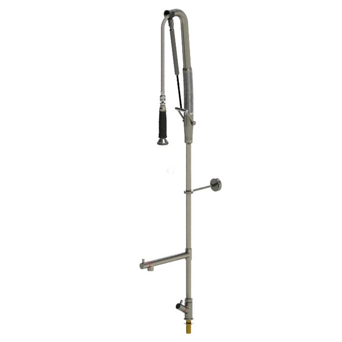 Echtermann TOP CLEAN Geschirrspülbrause Einloch-Standbatterie 1/2 Zoll und Schwenkventil, Edelstahl 800mm