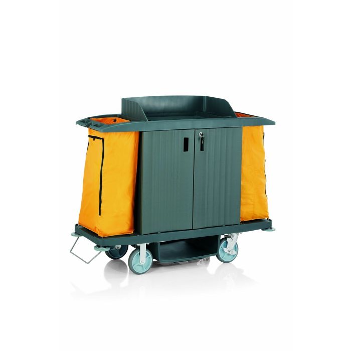 WAS Zimmerservicewagen 2 Türen und 2 Wäschesäcke gelb 154 x 54 x 130 cm Kunststoff