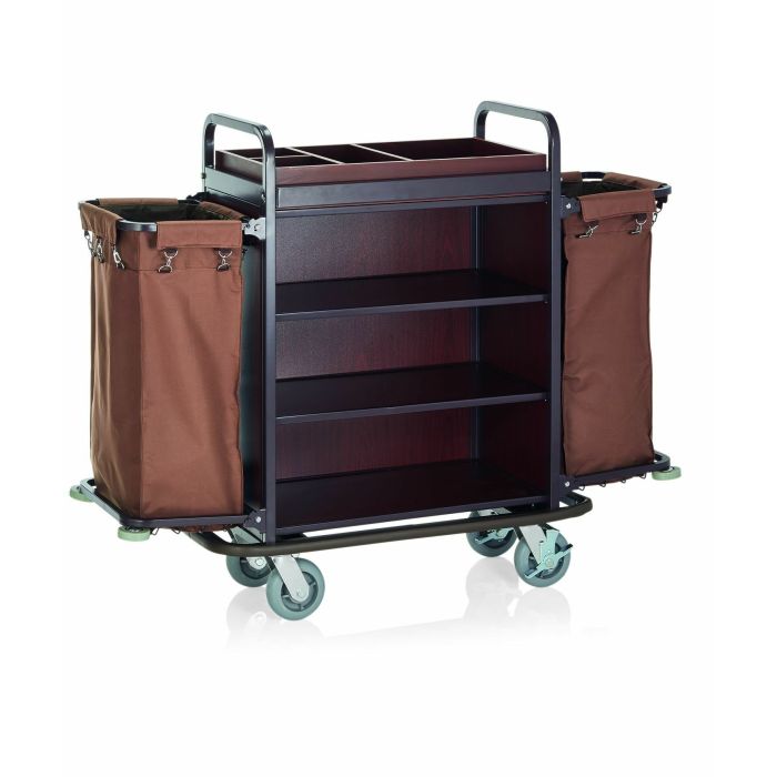 WAS Zimmerservicewagen 2 Wäschesäcke 146 x 50 x120 cm Stahlrahmen braun lackiert