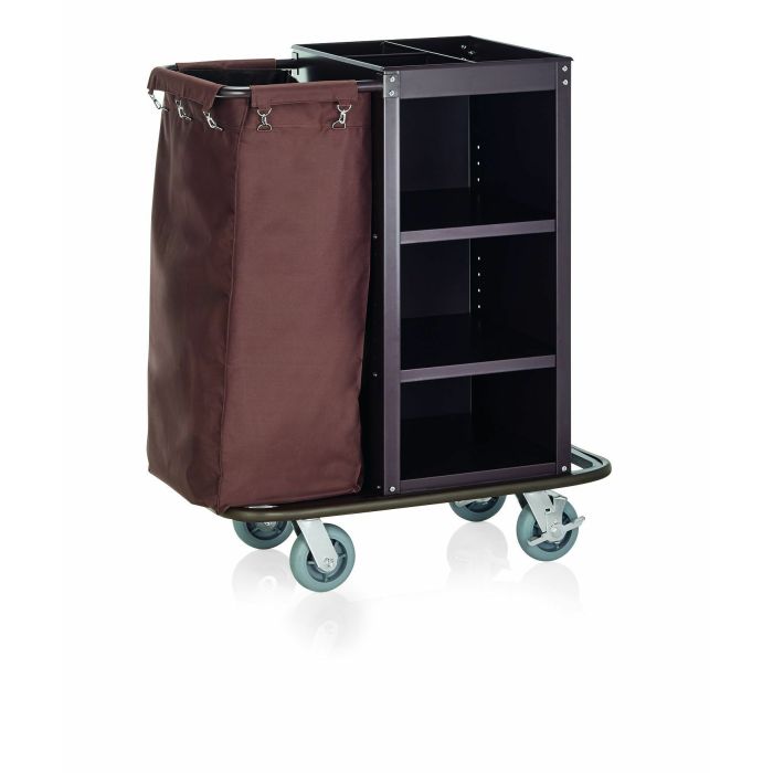 WAS Zimmerservicewagen 1 Wäschesäcke 95 x 57 x114 cm Stahlrahmen braun lackiert