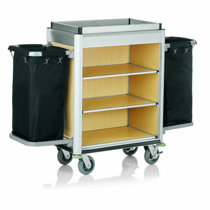 WAS Zimmerservicewagen Isabella 2 Wäschesäcke 155 x54 x 116 cm helle Kantenprofile helle Holzoptik