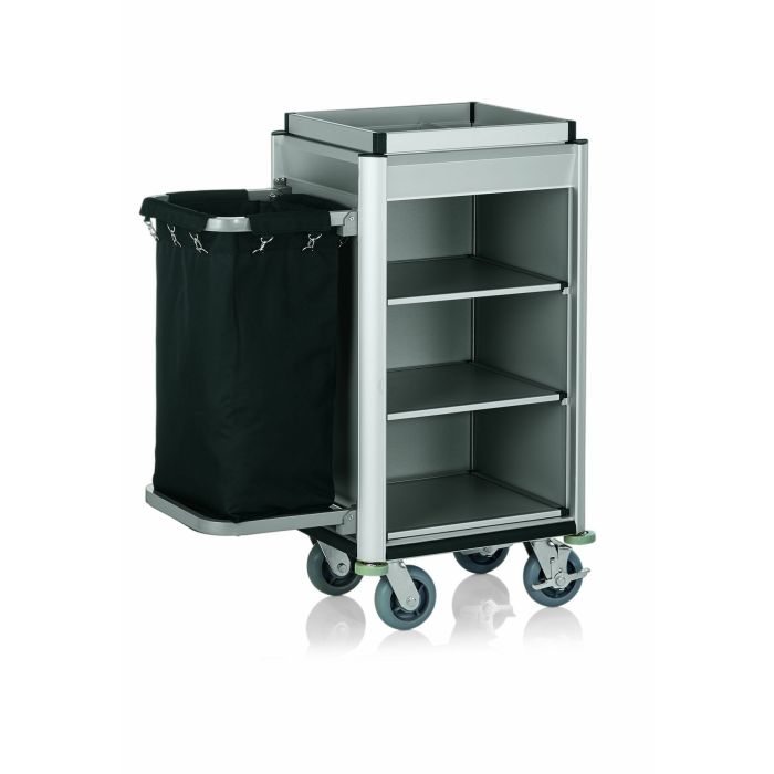 WAS Zimmerservicewagen Isabella 1 Wäschesack 95 x 54x 116 cm helle Kantenprofile Aluoptik