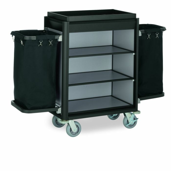 WAS Zimmerservicewagen Isabella 2 Wäschesäcke 155 x54 x 116 cm schwarze Kantenprofile Aluoptik