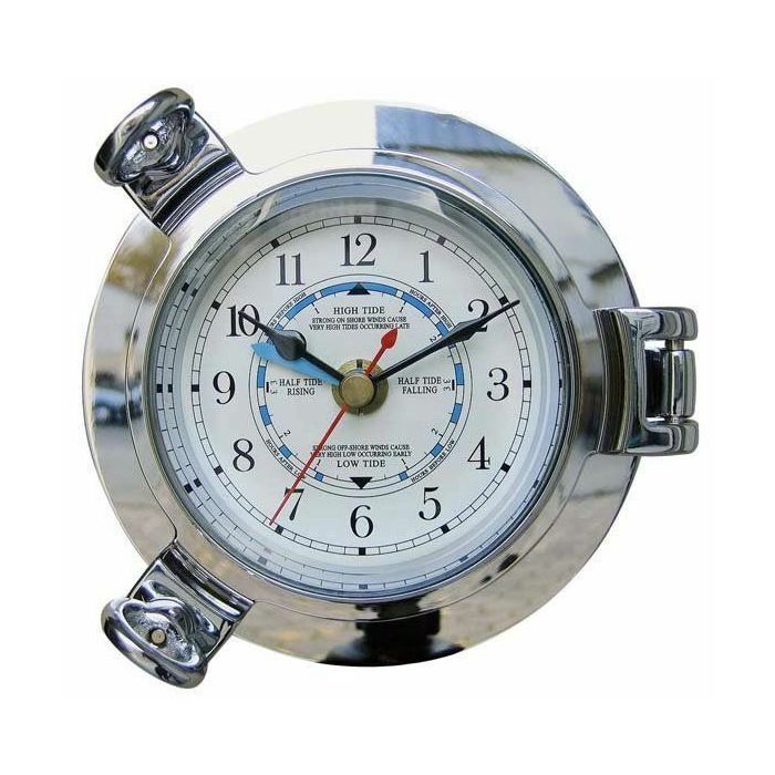 Sea Club Tidenuhr im Bullauge verchromt