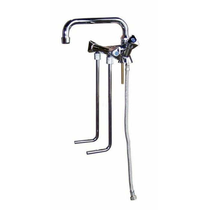 Hagola - Mischbatterien verchromt H. 120 mm für Einzelbecken Hochdruck 2 Anschlussschläuche