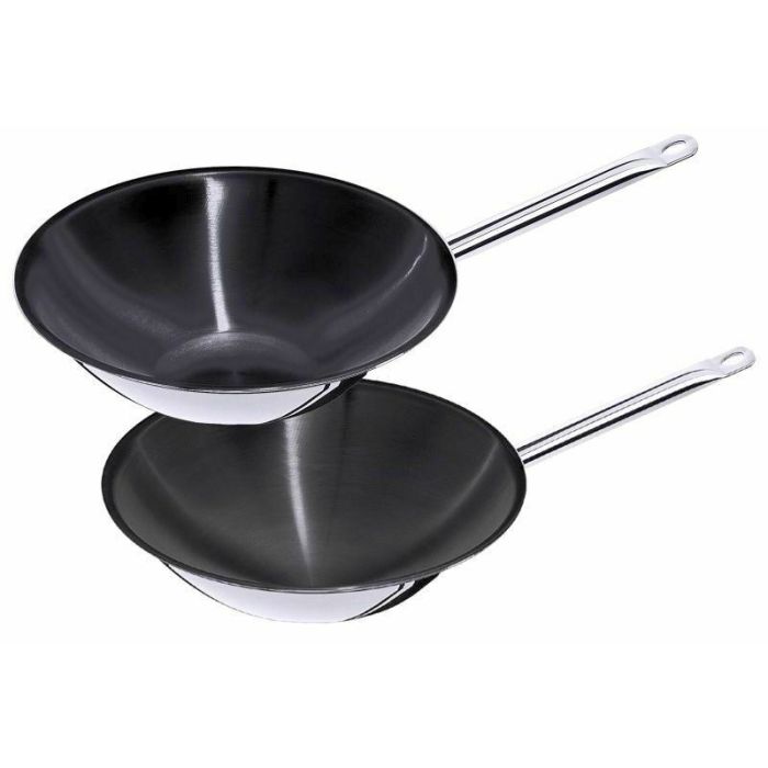 Contacto Wok Edelstahl, antihaft, abgeflacht, 5 l