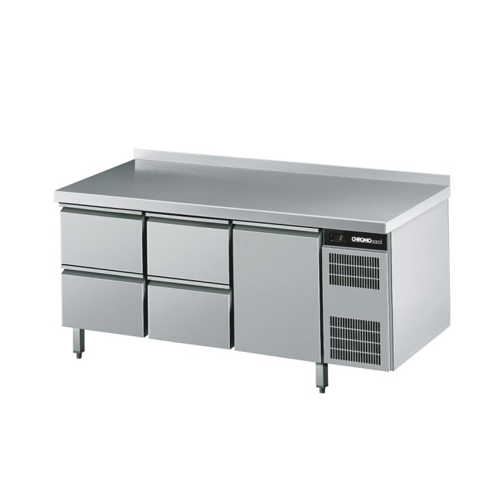 CHROMOnorm Kühltisch mit 1 Tür und 4 Schubladen