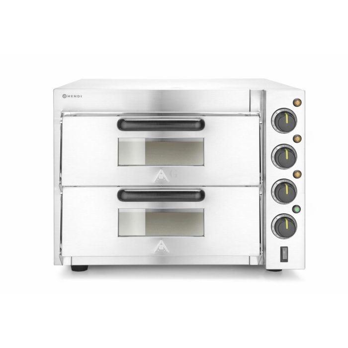 Hendi Doppeldeck-Pizzaofen 3000W, Silber, 50 / 350 ˚C, 230 V / 3 kW, 580 x 560 x (H) 435 mm
