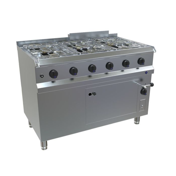 MKN Optima 700 Gas Herd 6-flammig mit Gas Backofen 1 1/2 GN