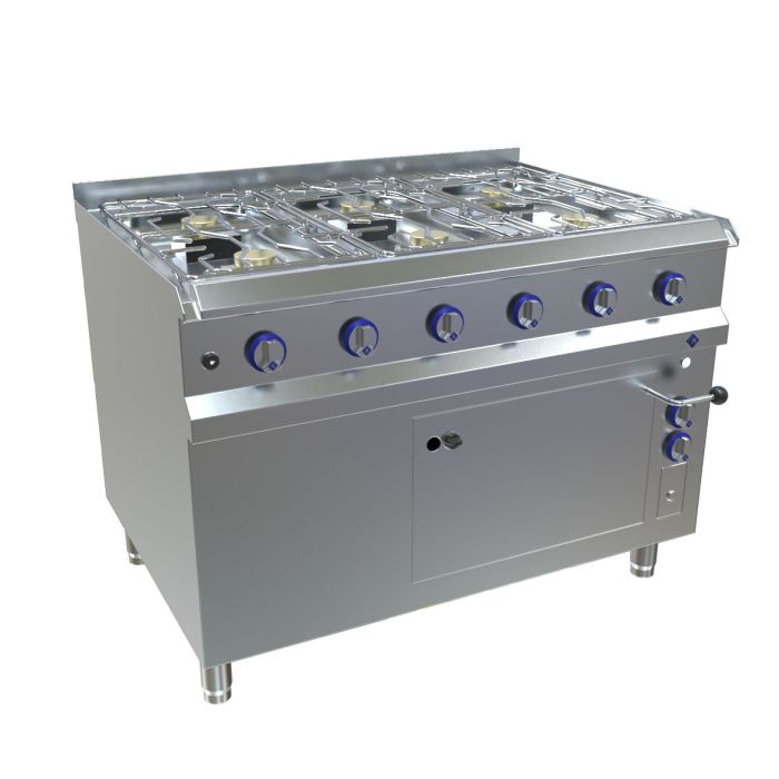 MKN Optima 850 Gas Herd 6-flammig mit E-Backofen 2/1 GN