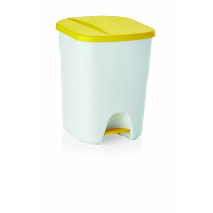 WAS Treteimer mit gelbem Deckel 25 Liter 25 x 40 x 41,5 cm Polypropylen
