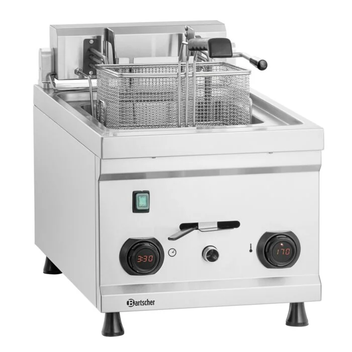 Bartscher Fritteuse MDI 12L Korblift – Frontansicht des Edelstahl-Frittiergeräts