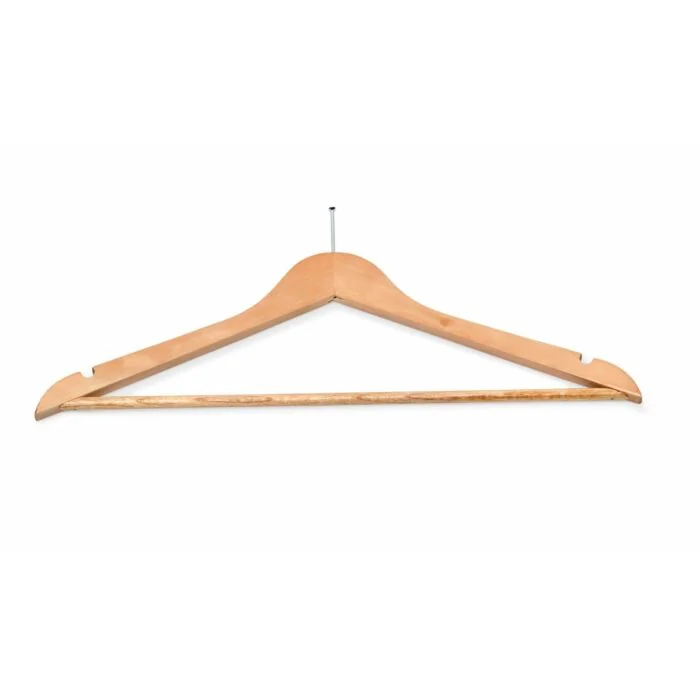 WAS 5 Hotel Kleiderbügel mit Einkerbungen und Steg  44,5 x 1,2 x 23 cm Holz natur