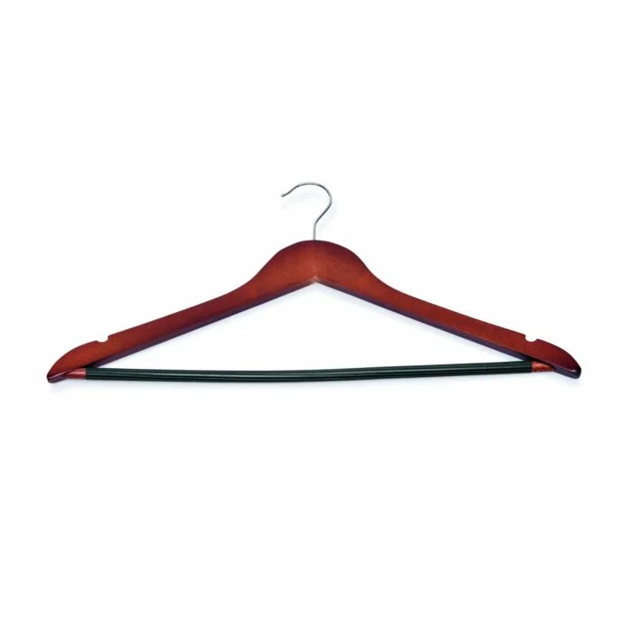 WAS 5 Kleiderbügel mit Einkerbungen und rutschfestem Steg 44,5 x 1,2 x 23 cm Holz walnuss