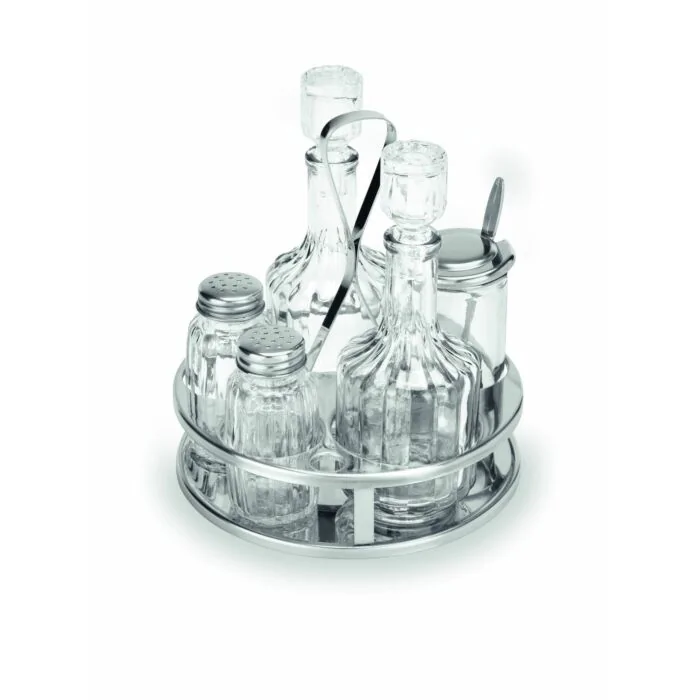 WAS Menage 1480 5-teilig Essig & Öl Salz & Pfeffer Senfglas Glas