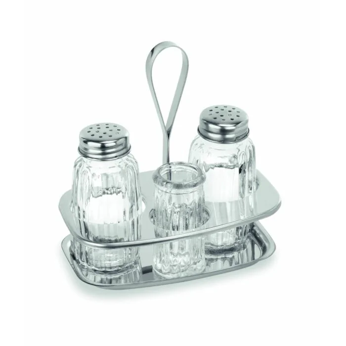 WAS Menage 1480 3-teilig Salz Pfeffer & Zahnstockerglas Glas
