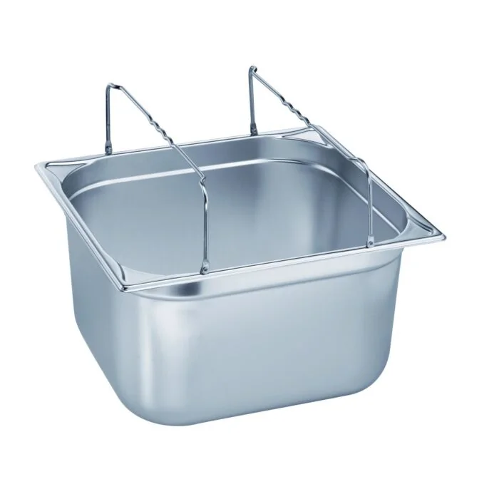 B.PRO Gastronorm-Behälter 5,4 Liter Edelstahl GN 2/3 mit Bügelgriffen-65 mm