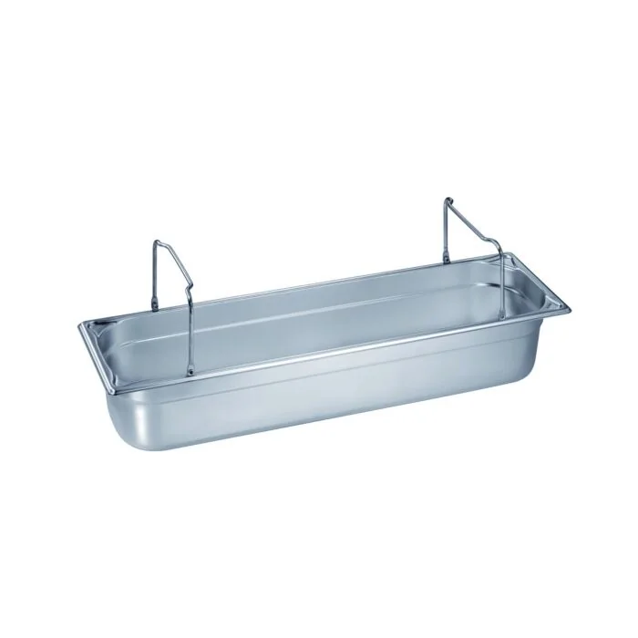 B.PRO Gastronorm-Behälter 9,0 Liter Edelstahl GN 2/4 mit Bügelgriffen-150 mm