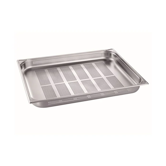 B.PRO Gastronorm-Behälter Schale Edelstahl GN 2/1 Gelocht-20 mm