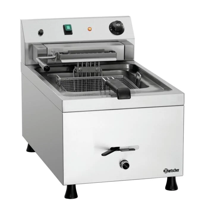 Bartscher Fritteuse 12 L-10 – Detailansicht Frittierkorb und Becken aus Edelstahl