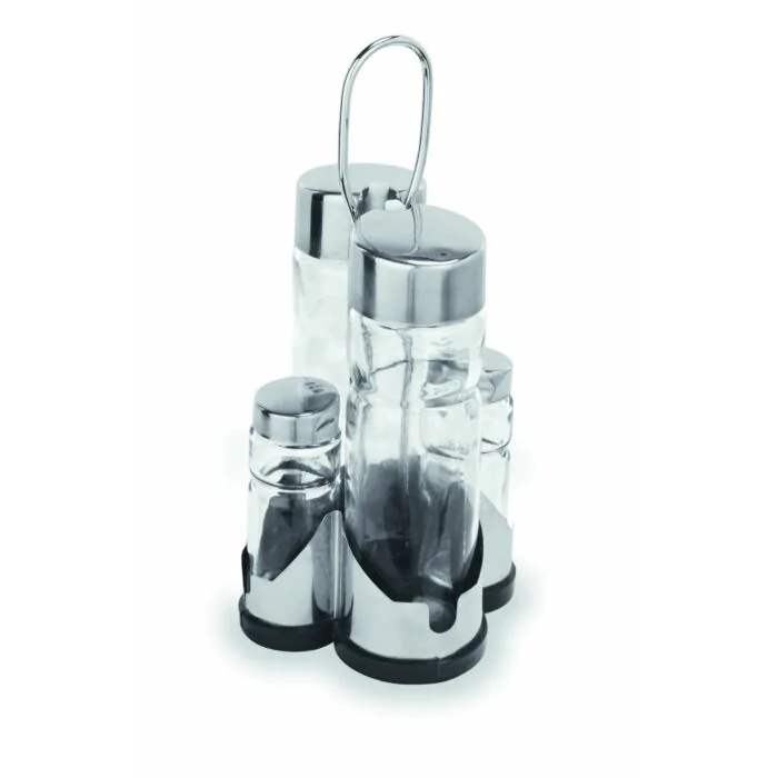 WAS Menage 1755 4-teilig Essig & Öl Salz & Pfeffer 20 cm Glas