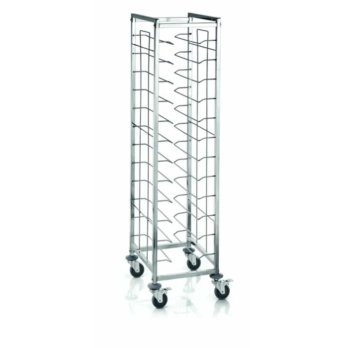 WAS Tablettwagen für 12 Tabletts 45,5 x 35,5 cm 53 x 42 x 181 cm Chromnickelstahl