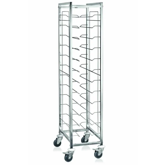 WAS GN Tablettwagen 1/1 für 12 Tabletts 60 x 39 x 180 cm Chromnickelstahl