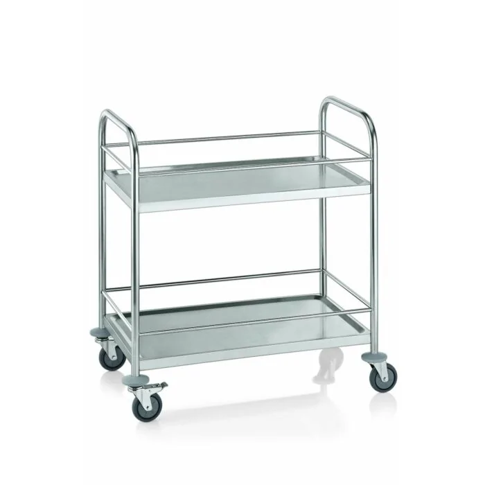 WAS Servierwagen mit Reling 2 Borde 85 x 53 x 95 cm Edelstahl