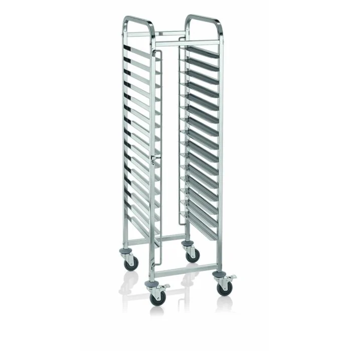 WAS Regalwagen für 15 Backbleche 60 x 40 cm 62 x 47 x 174 cm Chromnickelstahl