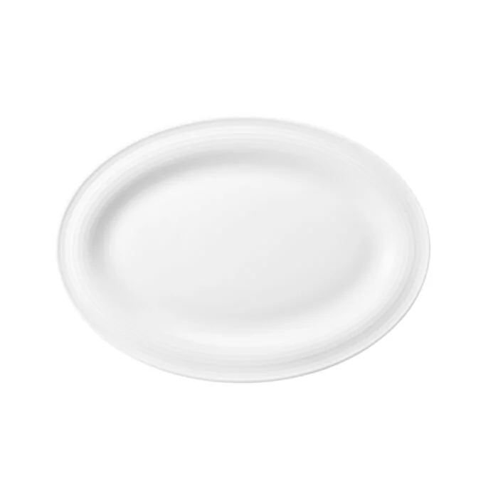Seltmann Weiden BEAT Servierplatte 25x18 cm, schmal oval mit Relief, weiß