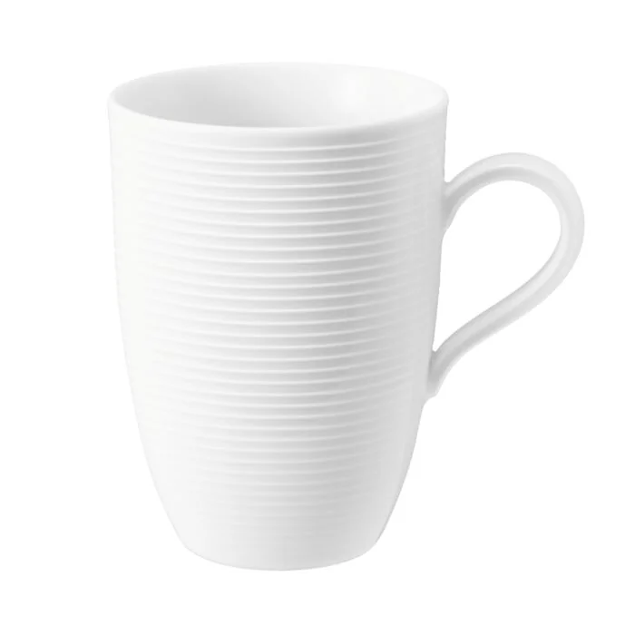 Seltmann Weiden BEAT Maxi-Becher mit Henkel 0,45 l mit Relief , weiß