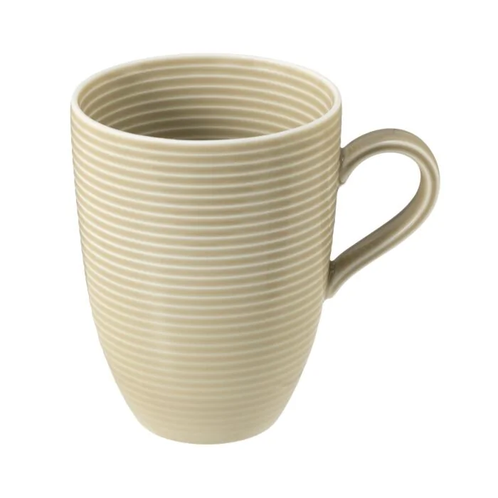 Seltmann Weiden BEAT Color Glaze Becher mit Henkel 0,35 l mit Relief , sandbeige